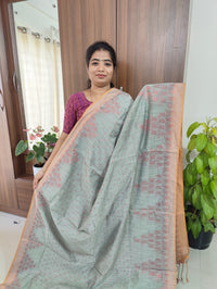 Fancy Silk Cotton - Grey with Brown