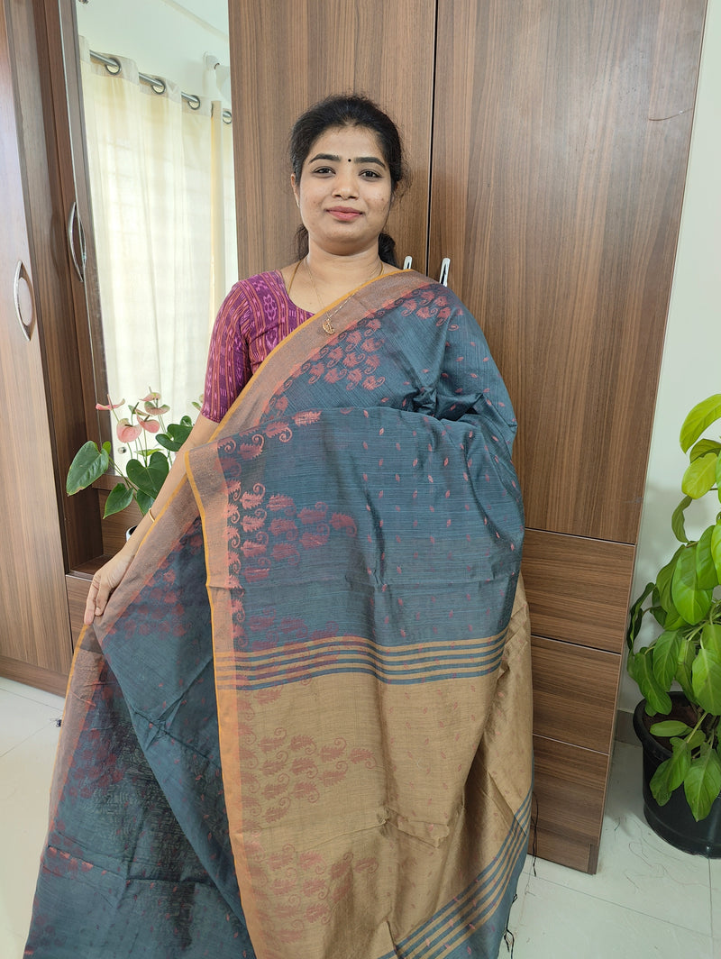 Fancy Silk Cotton - Grey with Brown