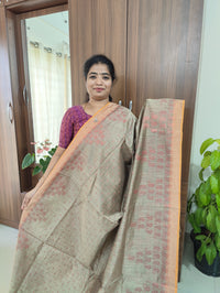 Fancy Silk Cotton - Beige with Blue