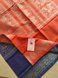 Dual Shade Blue cum Purple with Peachish Pink Pallu Vanasingram  Pattern Chinnalampattu Saree with Grand Pallu