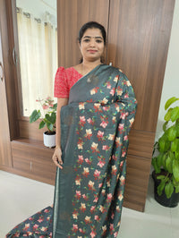 Grey Crackle Silk Saree