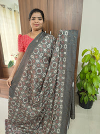 Grey Crackle Silk Saree