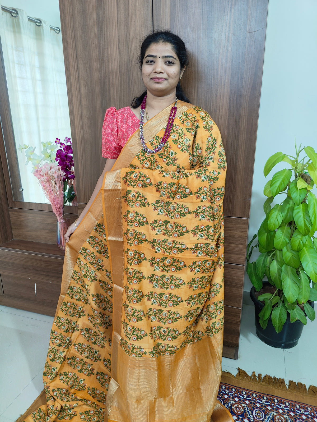 Semi Moonga Silk Saree -  Yellow