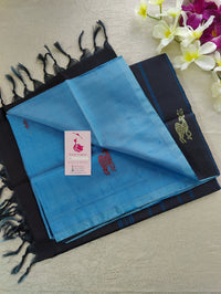 Blue with Dark Elephant Grey Pallu Handwoven Chinnalampattu Saree