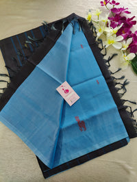 Blue with Dark Elephant Grey Pallu Handwoven Chinnalampattu Saree