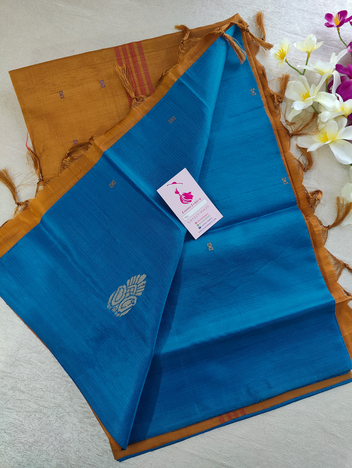 Blue with Brown Pallu Handwoven Chinnalampattu Saree