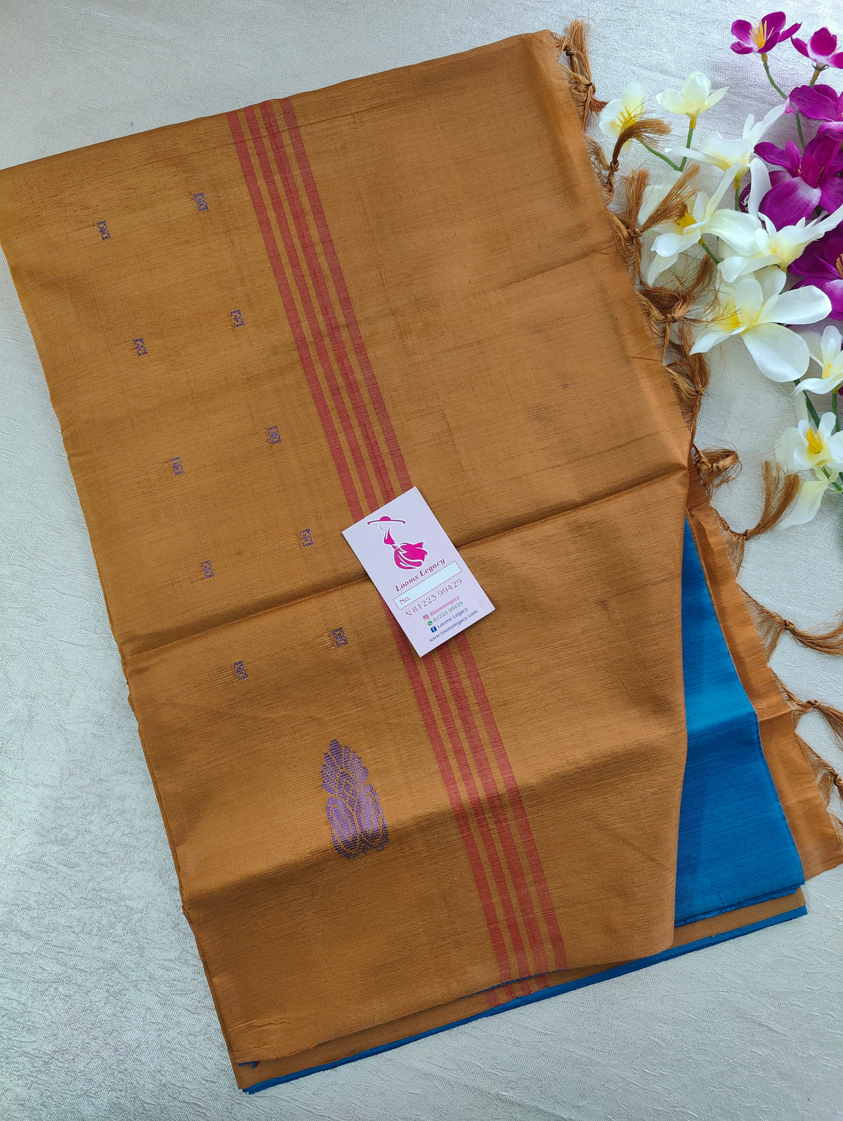 Blue with Brown Pallu Handwoven Chinnalampattu Saree