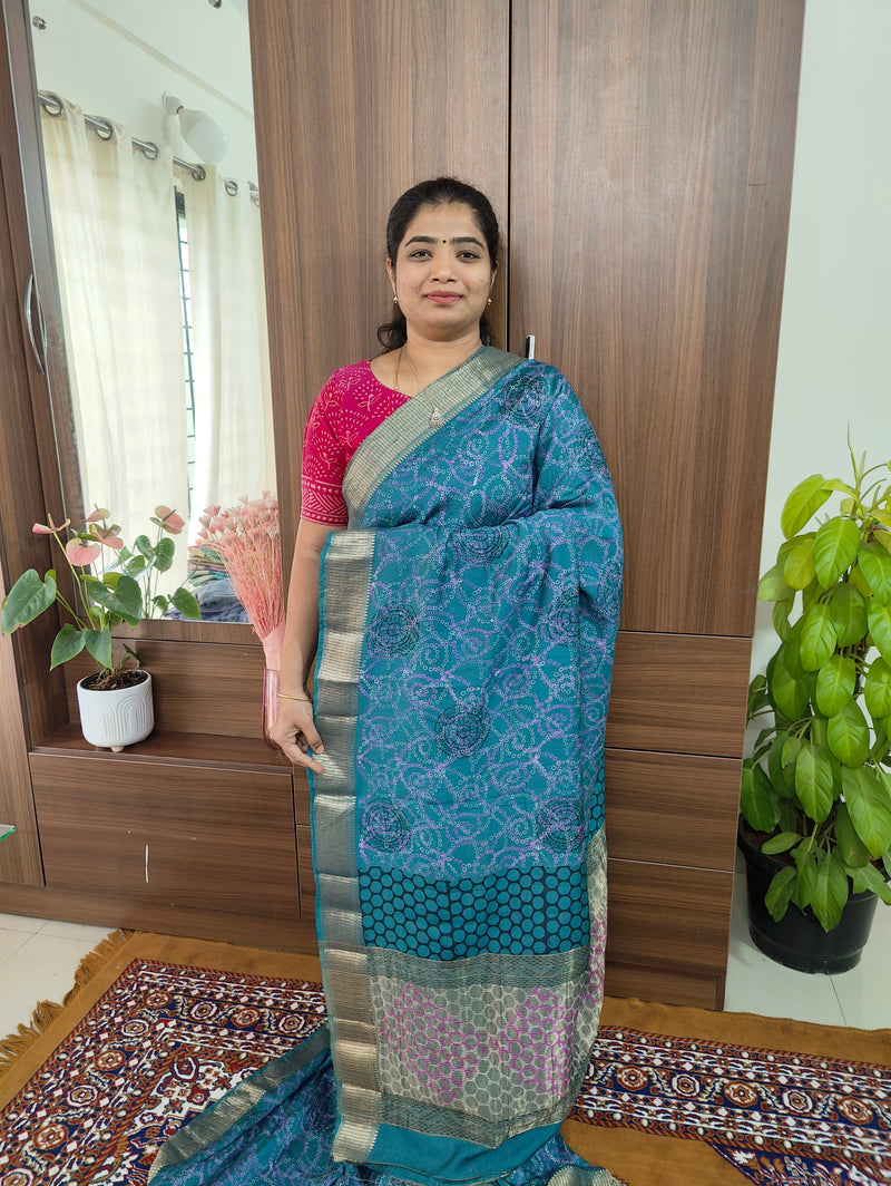 Semi Moonga Silk Saree -  Peacock Green