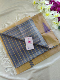 Grey Shade with Sandal Pallu Handwoven Chinnalampattu Saree