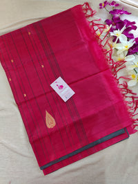 Grey with Pink Pallu Handwoven Chinnalampattu Saree