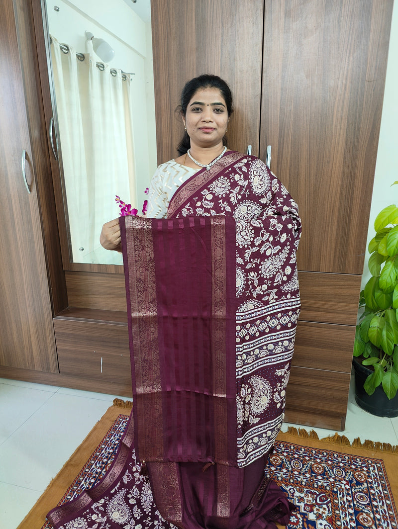 Semi Tussar Georgette with Zari Woven Saree Border - Dark Purple