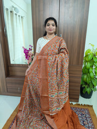 Semi Tussar Georgette with Zari Woven Saree Border -  Rust Orange