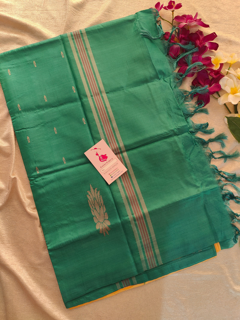 Sandal with Sea Green Pallu Handwoven Chinnalampattu Saree