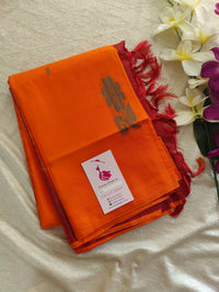 Orange with Maroon Pallu Handwoven Chinnalampattu Saree