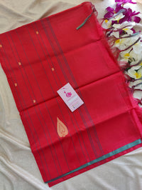 Dark Grey with Red Pallu Handwoven Chinnalampattu Saree