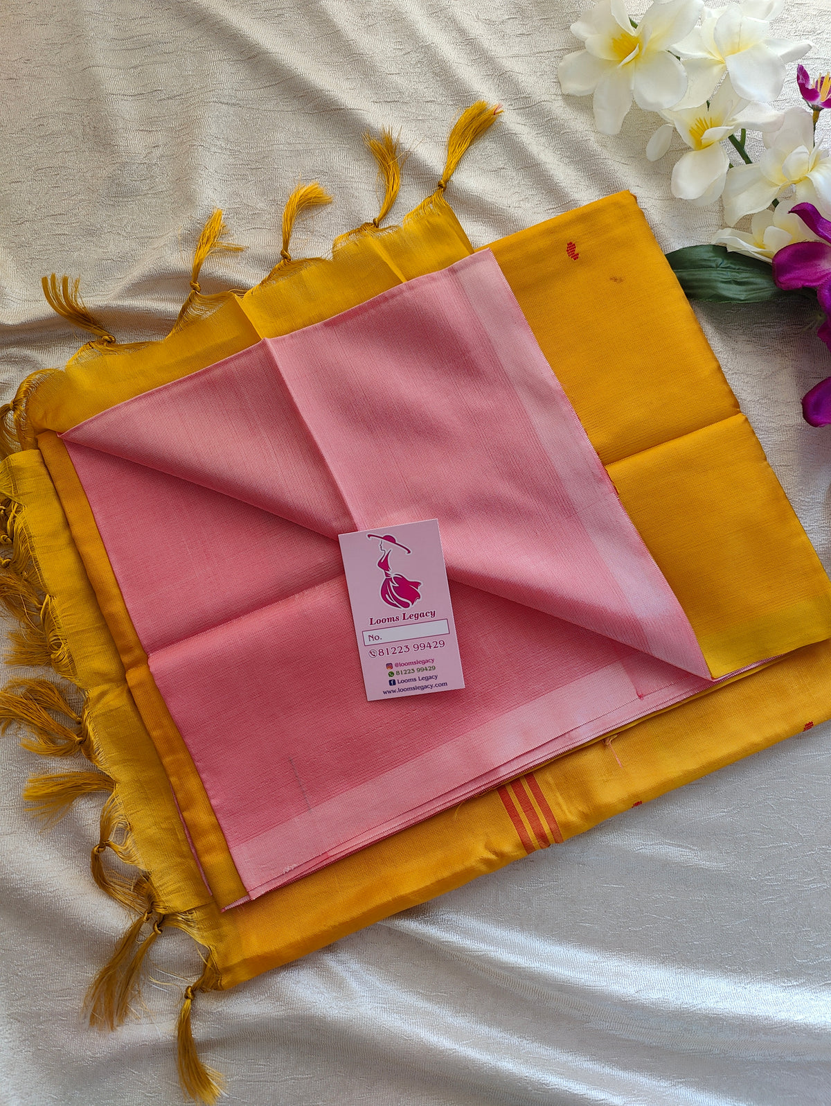 Pink with Yellow Pallu Handwoven Chinnalampattu Saree