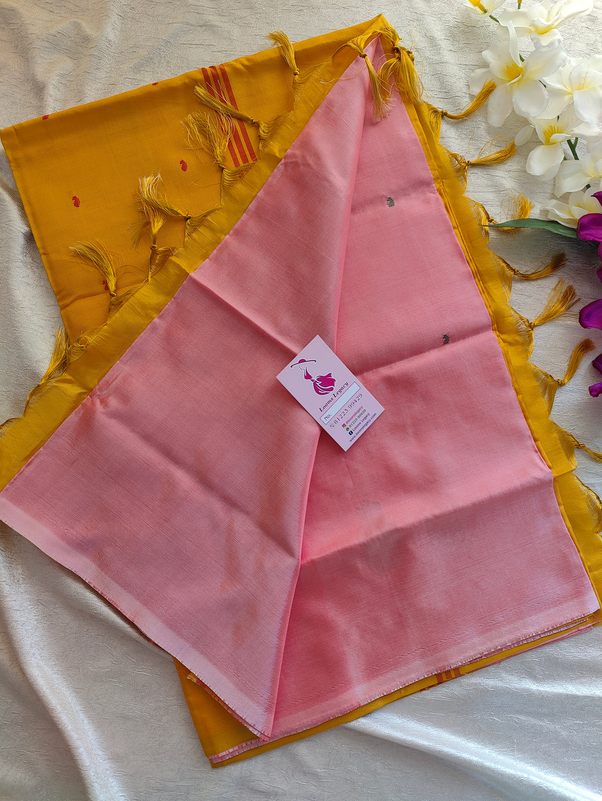 Pink with Yellow Pallu Handwoven Chinnalampattu Saree