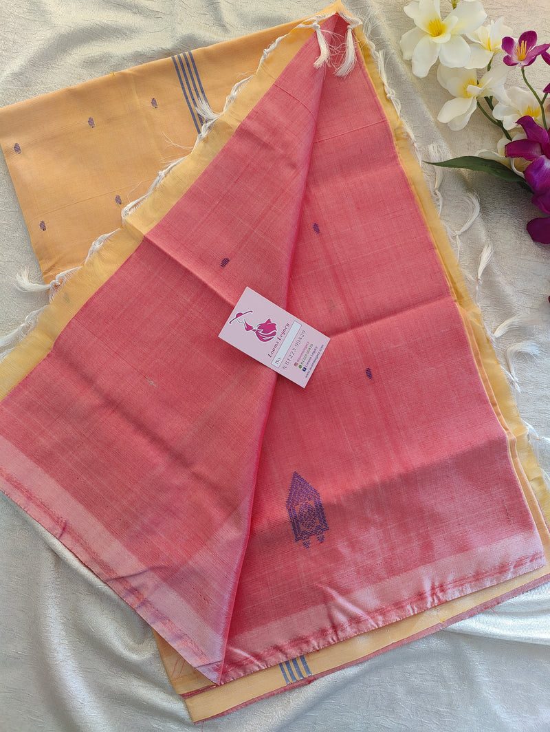 Pastel Pink with Sandal Shade Pallu Handwoven Chinnalampattu Saree