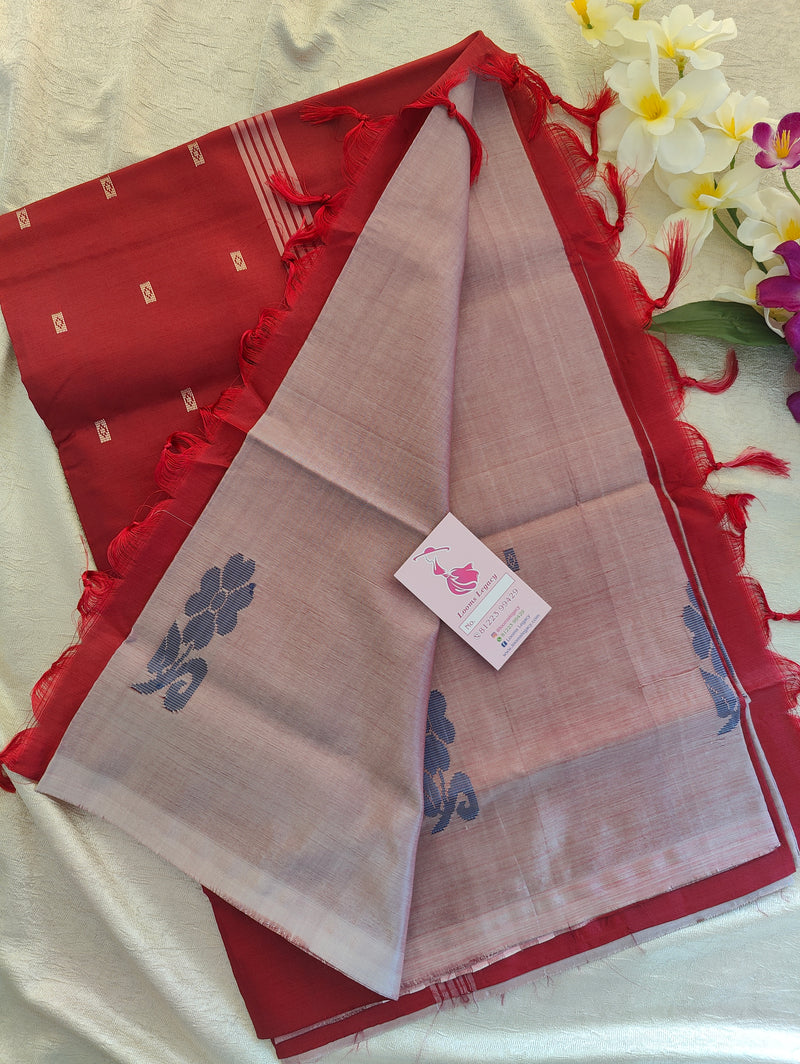 Pastel Maroon with Maroon Pallu Handwoven Chinnalampattu Saree