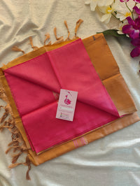 Pink with Light Brown Pallu Handwoven Chinnalampattu Saree