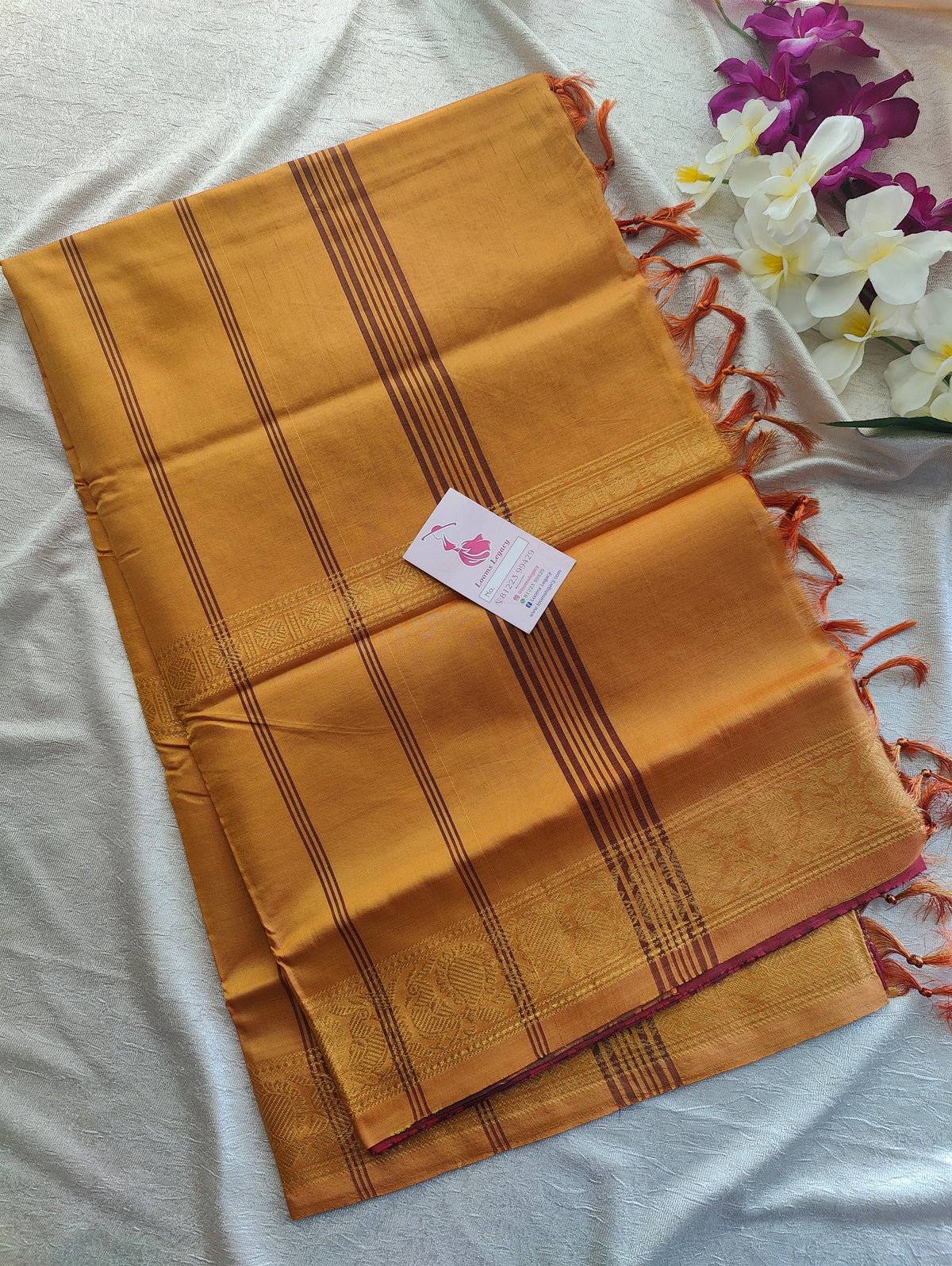 Dark Marron with Yellow Vanasingaram Pattern Chinnalampattu Border Saree