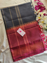 Black with Dark Pink Vanasingram Pattern Chinnalampattu Border Saree