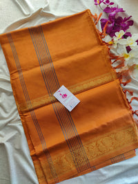 Red with Yellowish Orange Vanasingram Pattern Chinnalampattu Border Saree