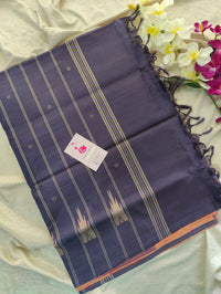 Dual Shade Peach with Blue Pallu Handwoven Chinnalampattu Saree