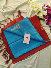 Blue with Red Pallu Handwoven Chinnalampattu Saree