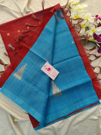 Blue with Red Pallu Handwoven Chinnalampattu Saree