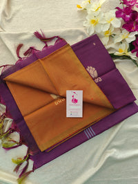 Dual Shade Maroon cum Green with Purple Pallu Handwoven Chinnalampattu Saree