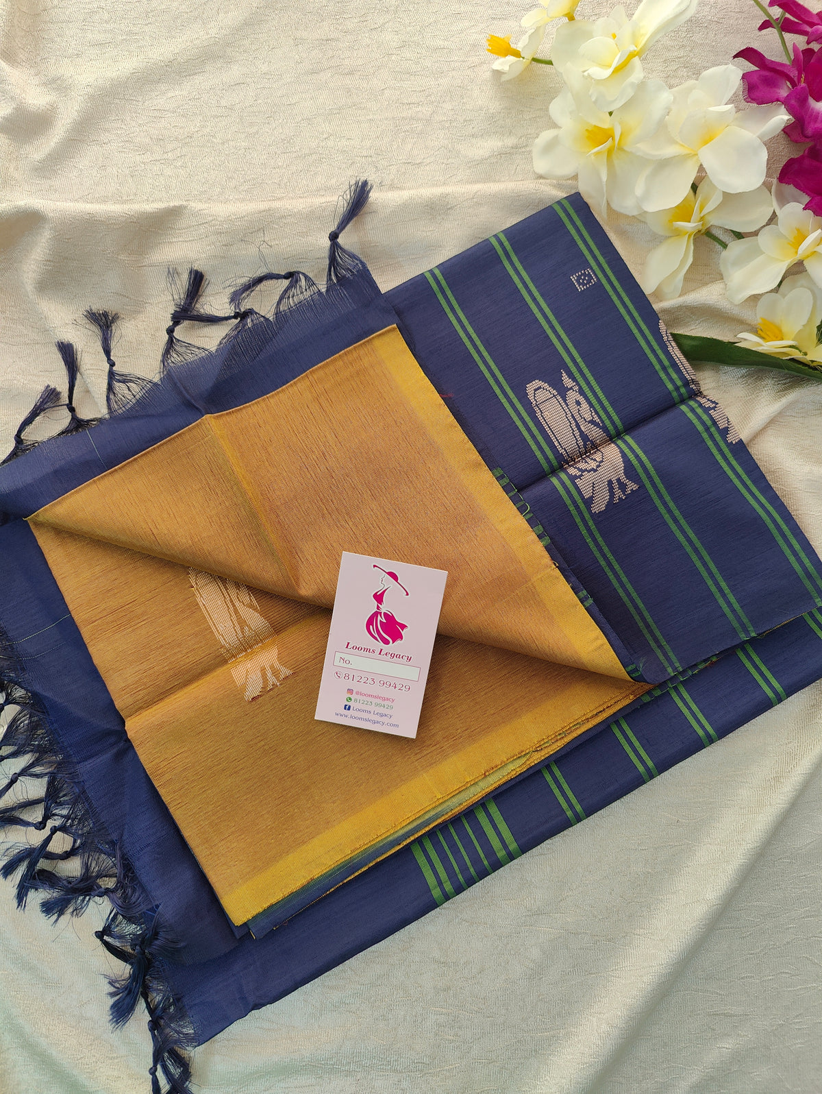 Yellowish Maroon Dual Shade with Blue  Pallu Handwoven Chinnalampattu Saree