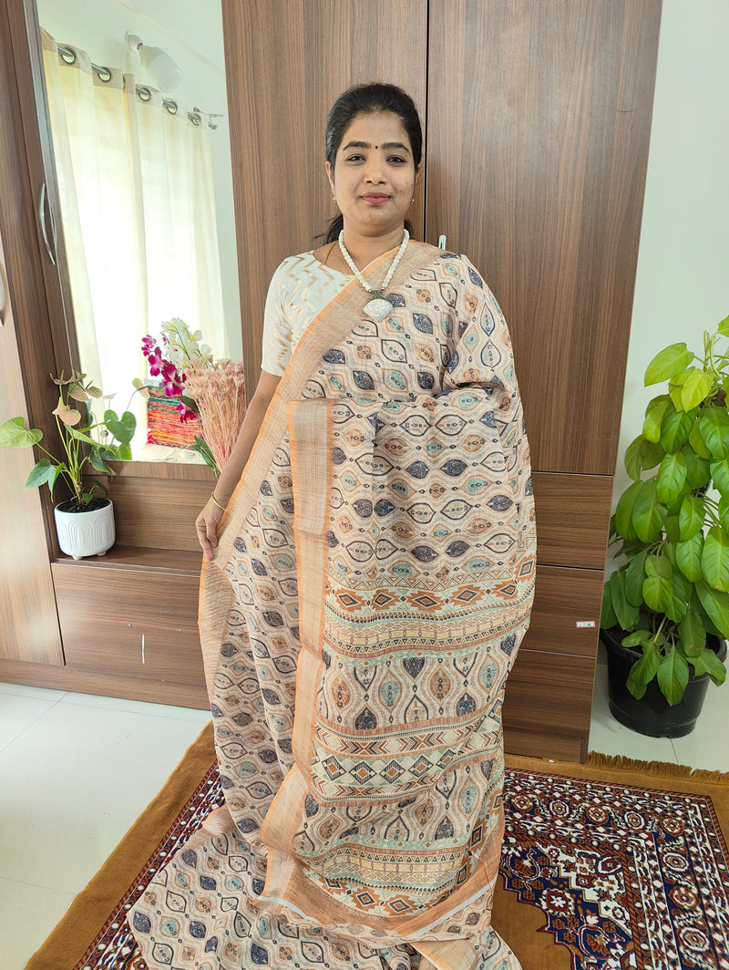 Linen Cotton with Digital Prints -  Brown