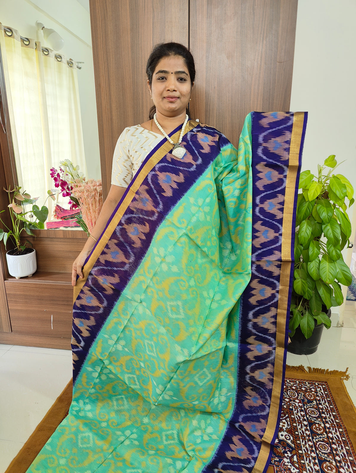 Pochampally Ikkat Silk Saree Ikkat Sico Sarees Price Sea Green