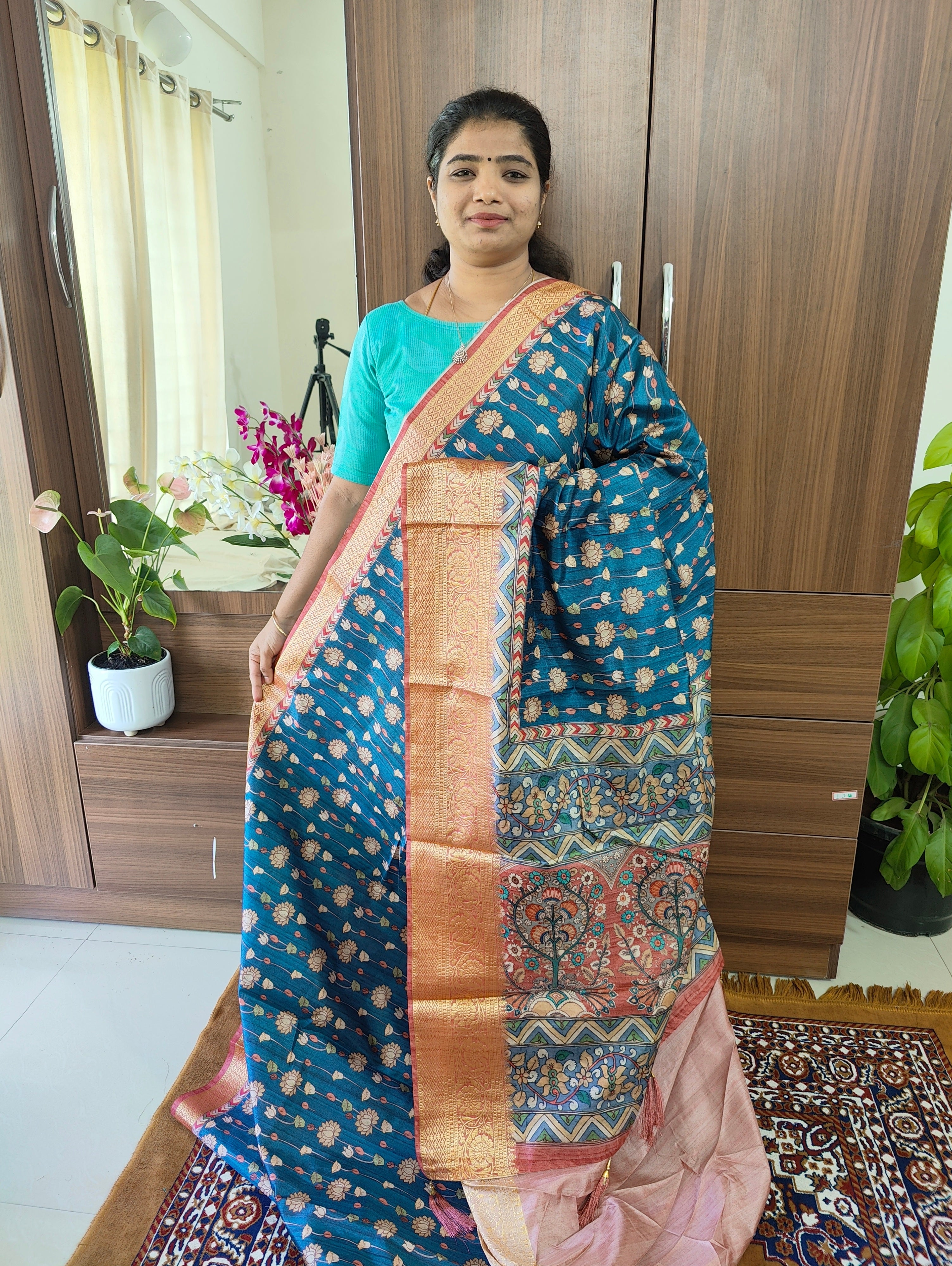 Green Kosa Silk with Kantha Stitch – For Sarees