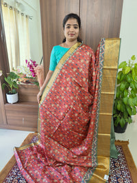 Semi Kosa Silk Saree with Kalamkari Print - Peachish Red