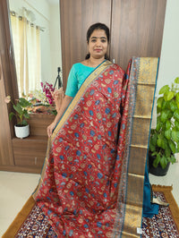 Semi Kosa Silk Saree with Kalamkari Print - Maroon