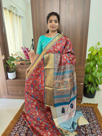 Semi Kosa Silk Saree with Kalamkari Print - Maroon