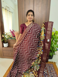 Semi Tussar Georgette with Zari Woven Saree Border -  Maroon