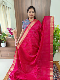 Semi Tussar with Extra Matching Blouse  - Pink