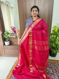 Semi Tussar with Extra Matching Blouse  - Pink