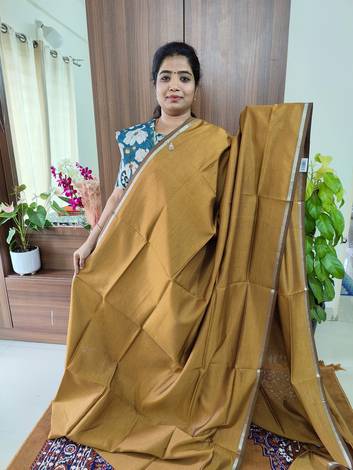 Mangalagiri Silk Cotton - Mustard Brown