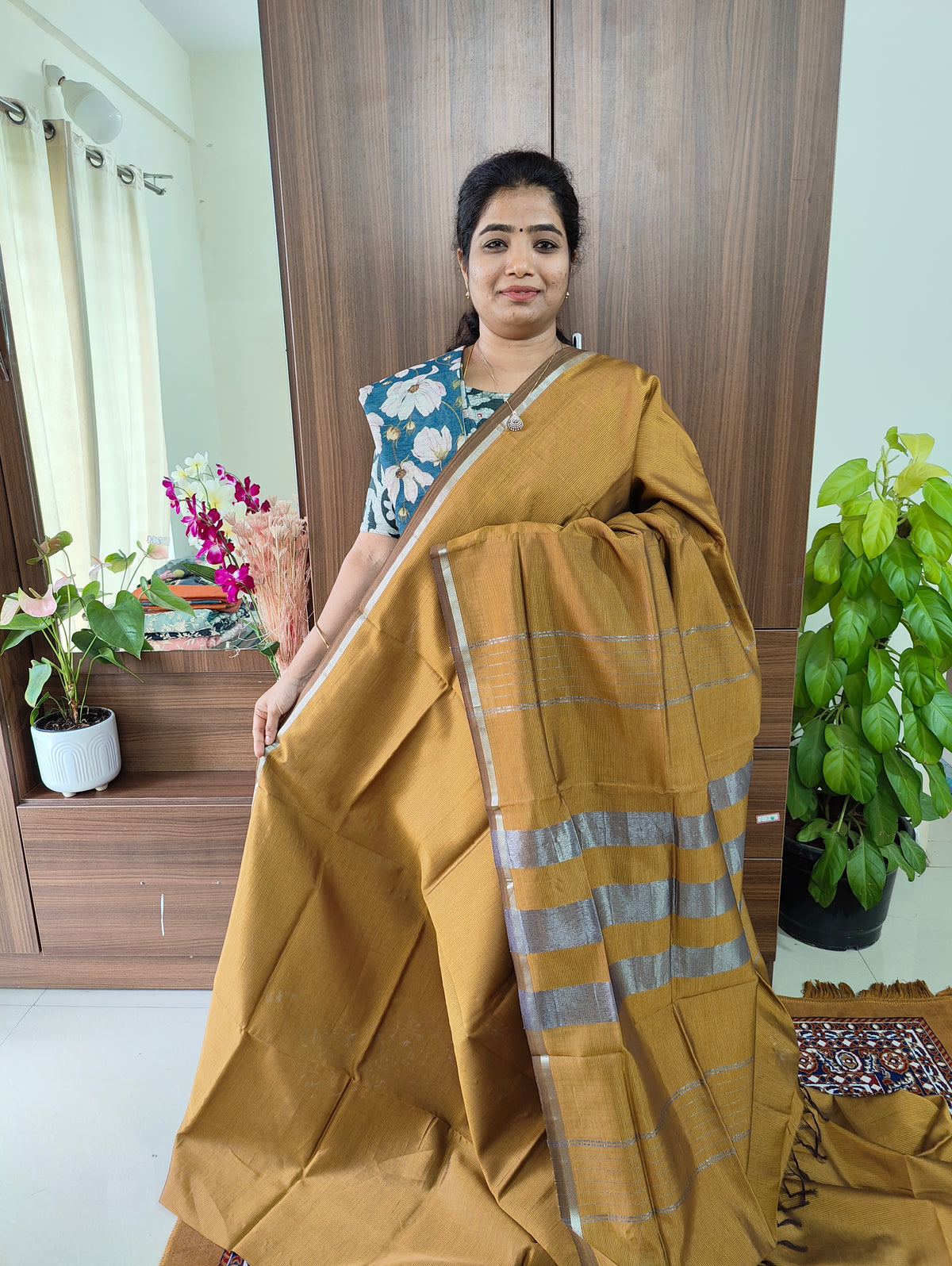 Mangalagiri Silk Cotton - Mustard Brown