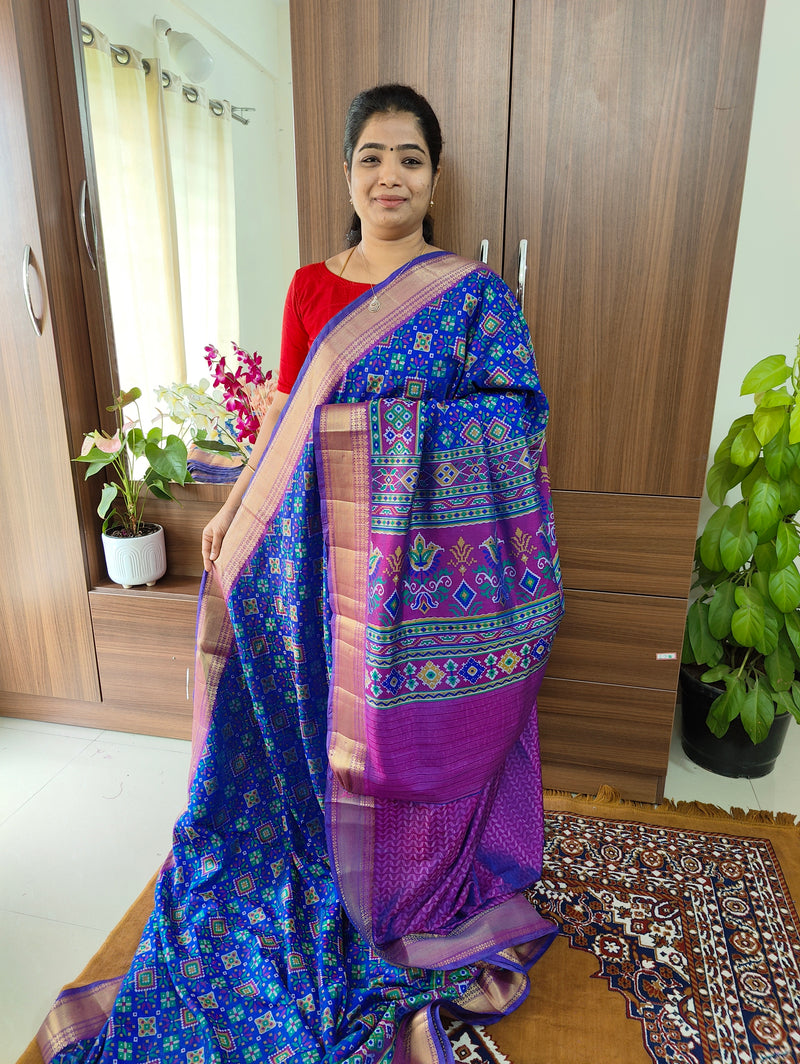 Soft Patola Saree with Zari Woven Border - Pastel Blue