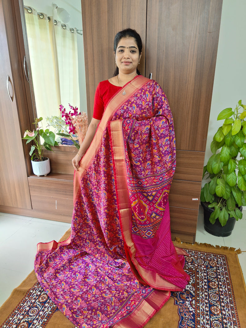 Soft Patola Saree with Zari Woven Border - Purple