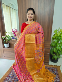 Soft Patola Sarees with Kanjivaram Border - Pastel Pink