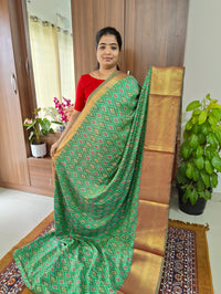 Soft Patola Sarees with Kanjivaram Border - Green