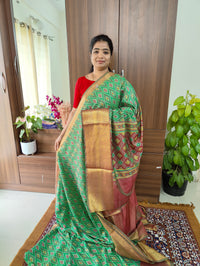 Soft Patola Sarees with Kanjivaram Border - Green