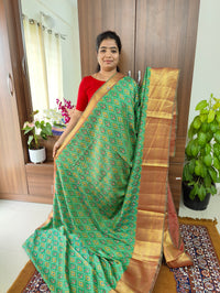 Soft Patola Sarees with Kanjivaram Border - Green