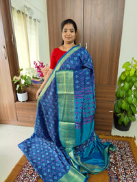 Soft Patola Sarees with Kanjivaram Border - Dark Blue